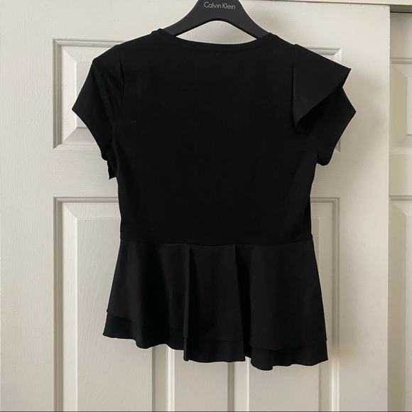 White House Black Market Black Ruffle Top NWOT - Picture 3 of 4